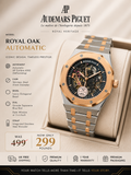 Octagonal Automatic Skeleton Watch – Silver & Rose Gold