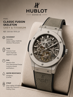 Classic Fusion Skeleton Grey Titanium Grey Leather Strap