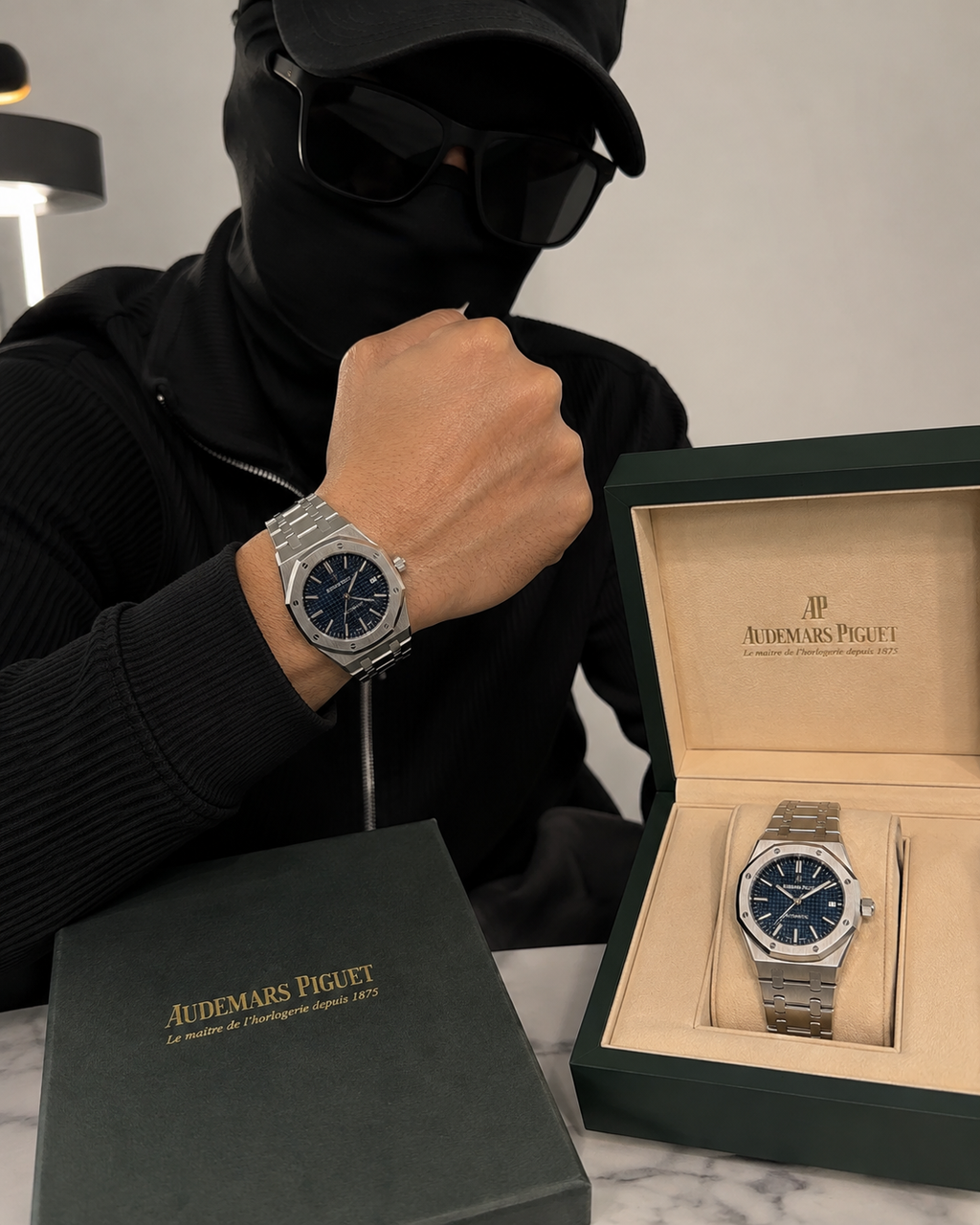 Octagonal Bezel Automatic Steel Sports Watch – Blue Textured Dial | HS Store