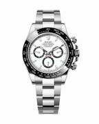 Steel Chronograph Watch – White Dial, Black Tachymeter Bezel