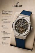 Blue Skeleton Chronograph Watch – Steel Case, Blue Rubber Strap