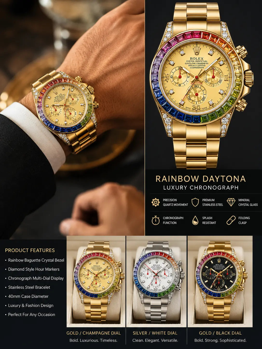 Rainbow Daytona Luxury Chronograph HS STORE