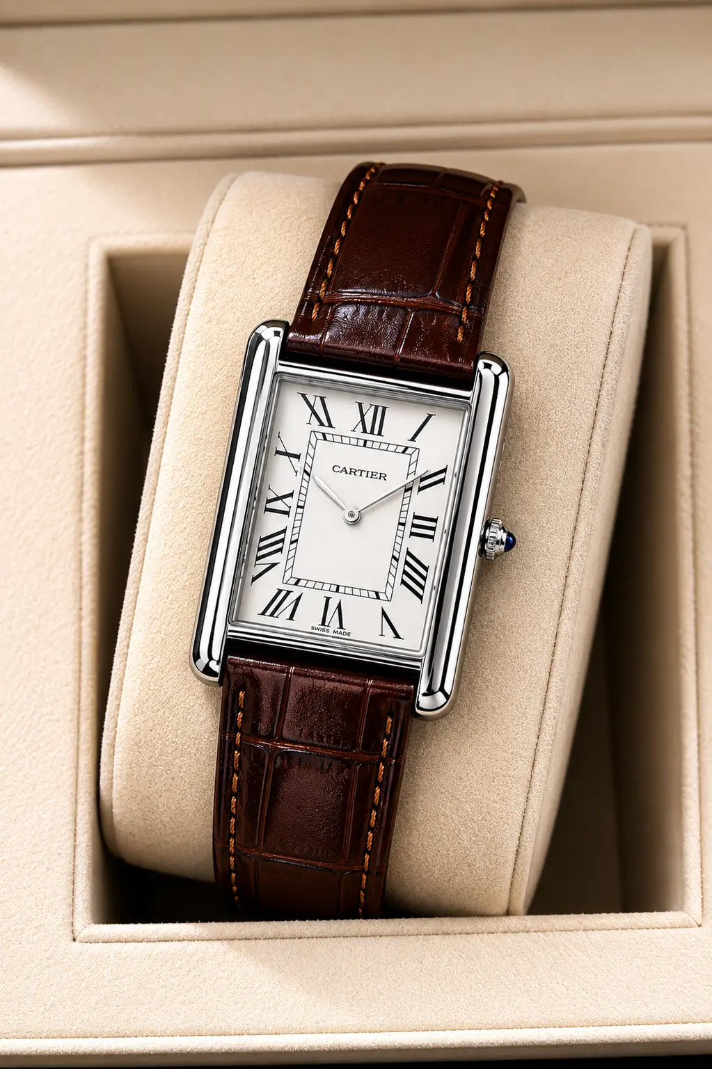 Cartier Tank Style Leather Watch HS STORE