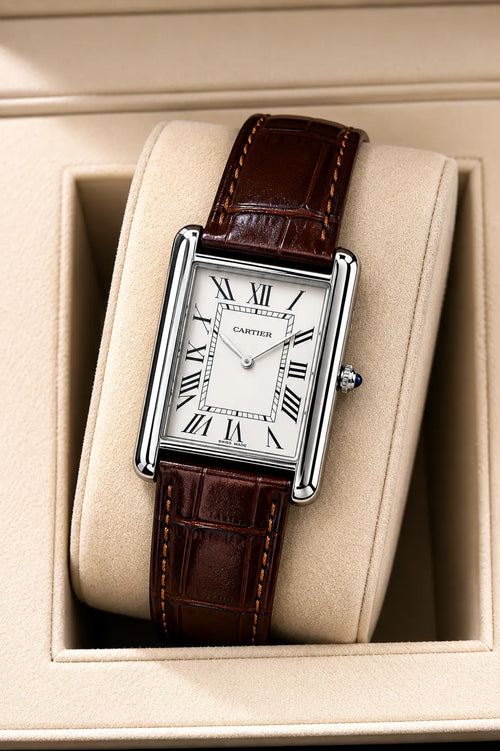 Cartier Tank Style Leather Watch HS STORE