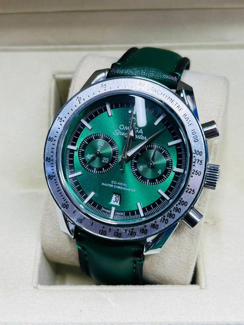 Omega Speedmaster Green Dial Leather Watch | HS Store HS STORE