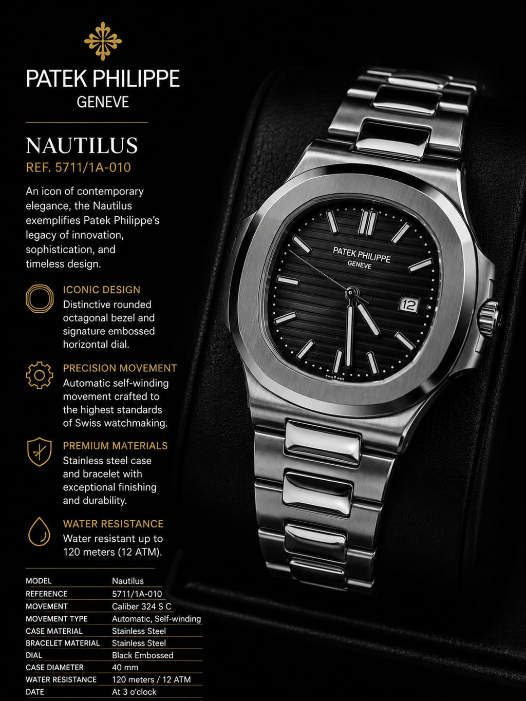 Patek Philippe Nautilus 5711 Black Dial Watch