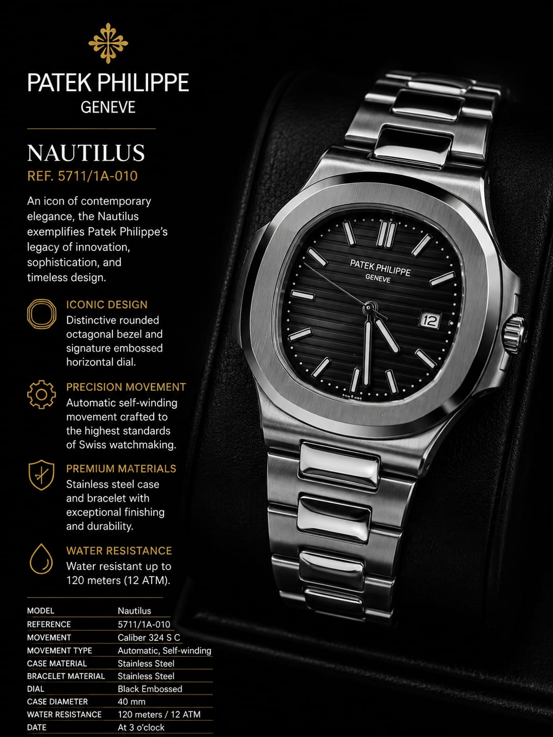 Patek Philippe Nautilus 5711 Black Dial Watch