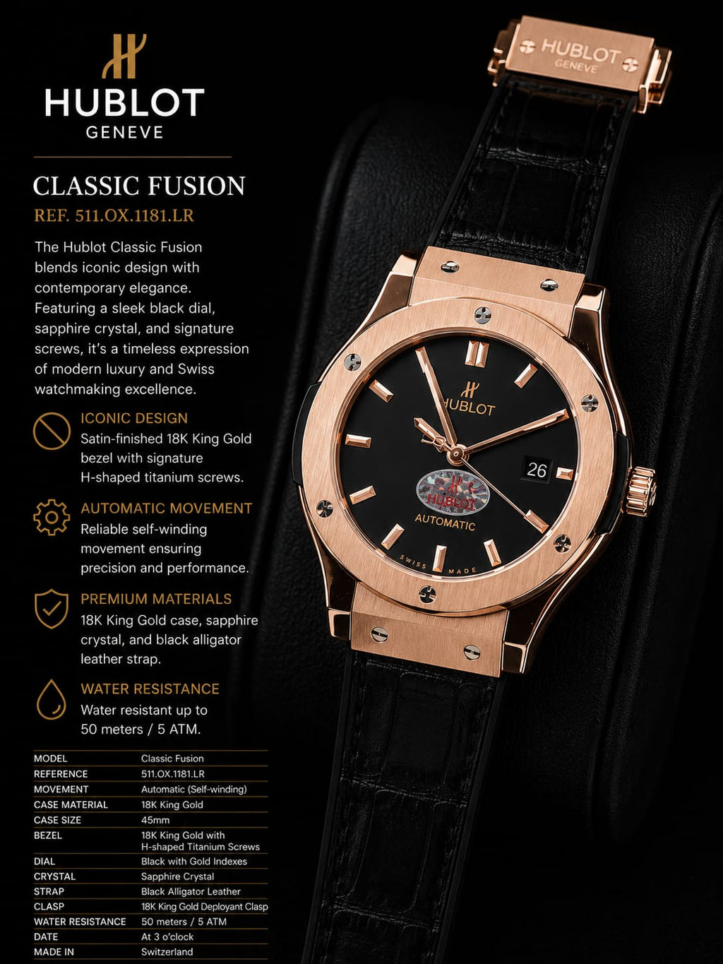 Hublot Classic Fusion Rose Gold Watch
