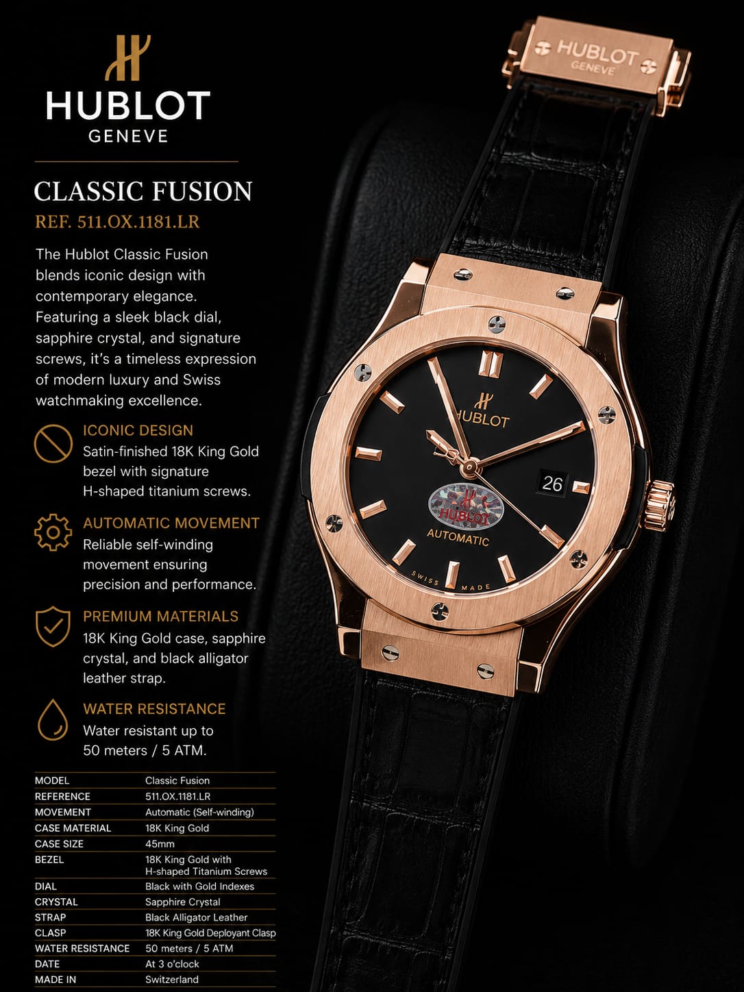 Hublot Classic Fusion Rose Gold Watch