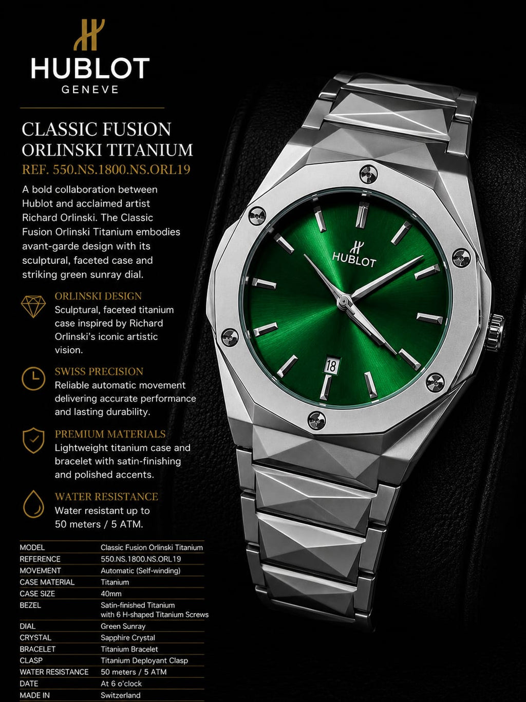 Hublot Classic Fusion Orlinski Green Watch
