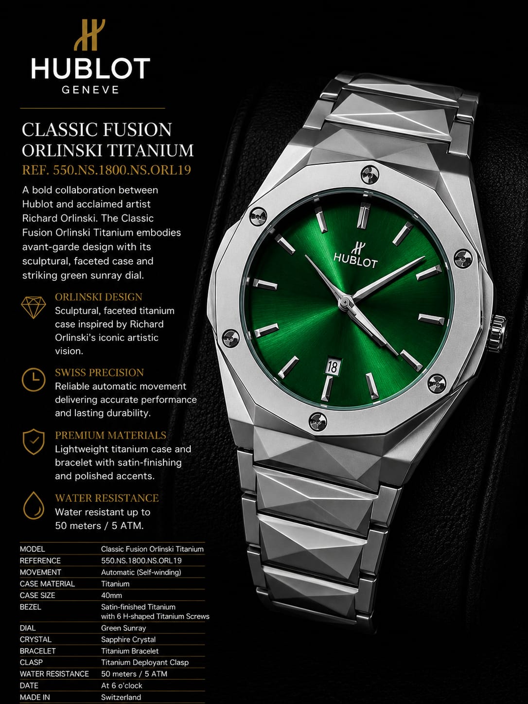 Hublot Classic Fusion Orlinski Green Watch