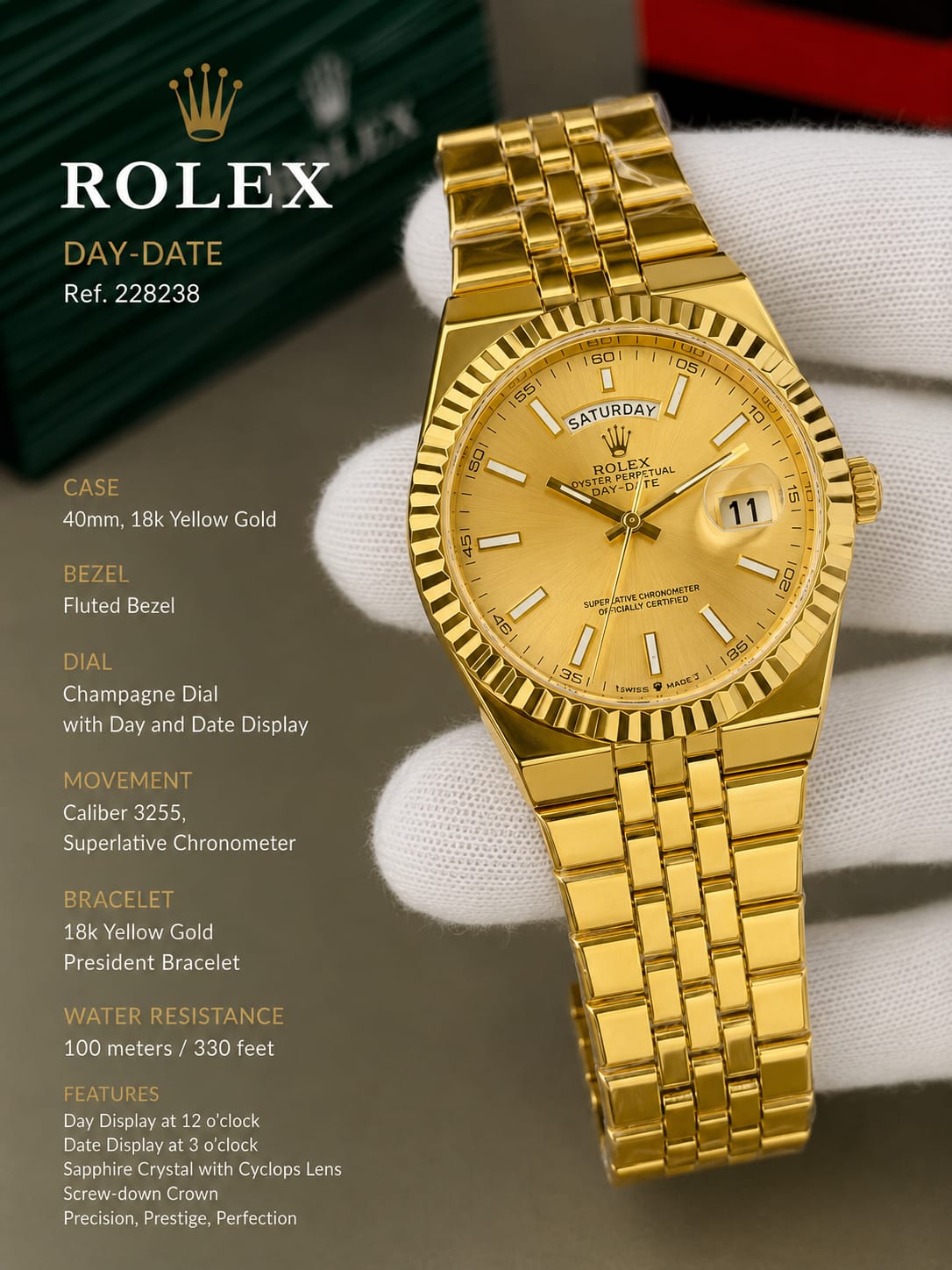 Rolex Day-Date Gold Champagne Watch