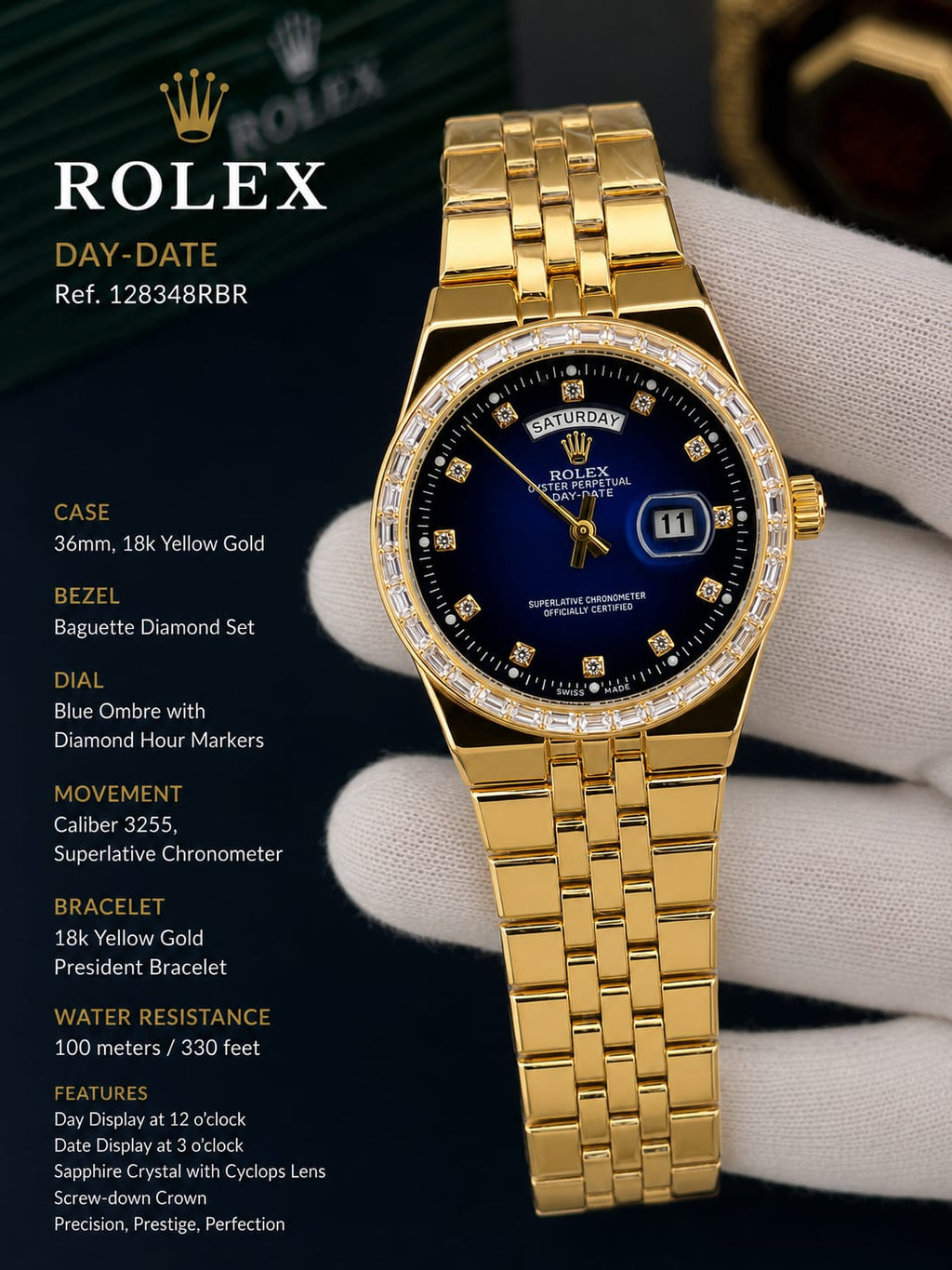 Gold Blue Ombre Dial Watch | HS Store