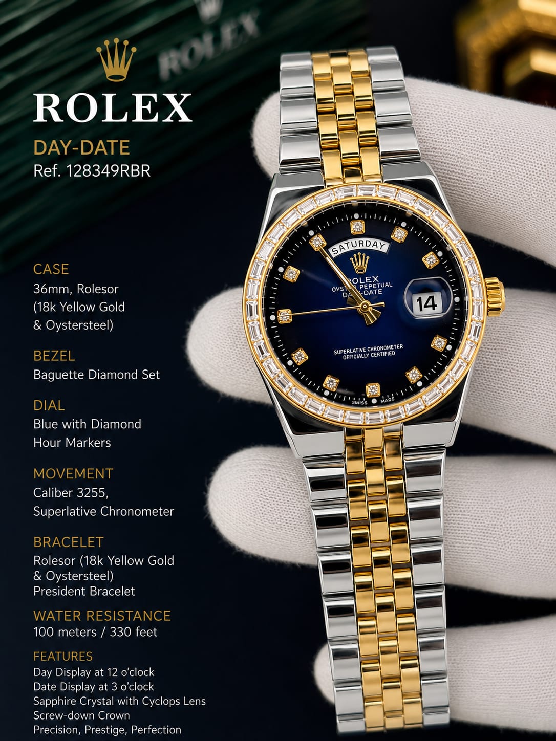 Rolex Day-Date Blue Diamond Watch