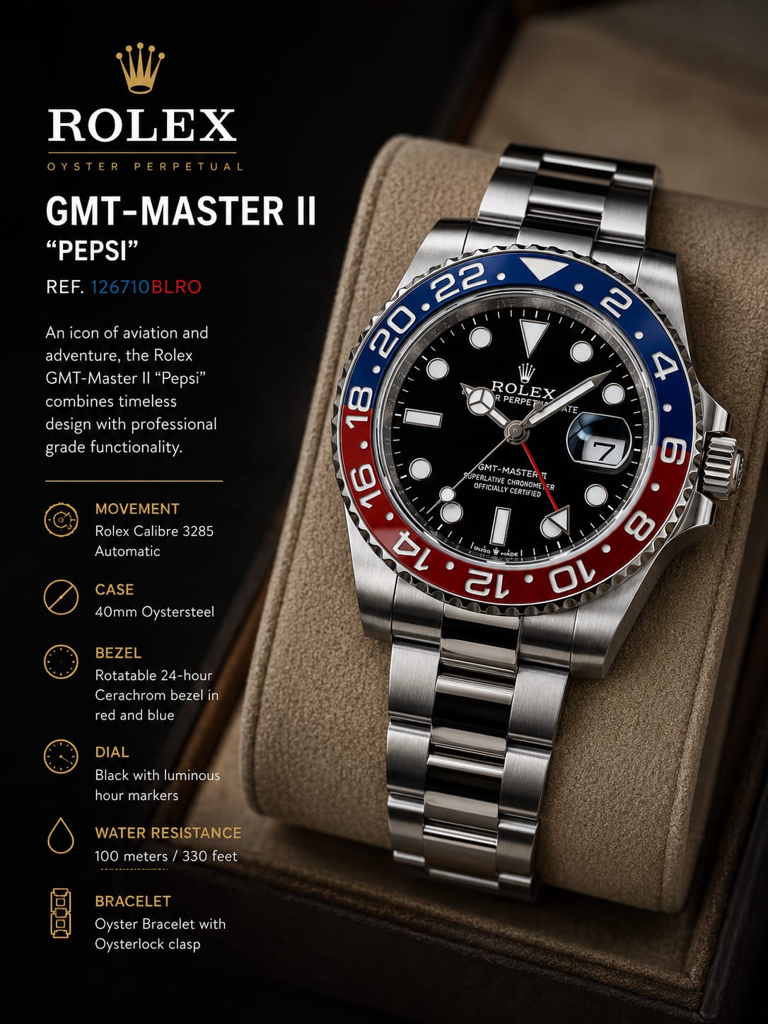 Rolex GMT-Master II Pepsi Stainless Steel Watch | HS Store