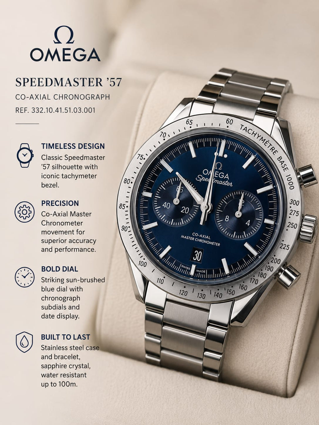 Omega Speedmaster Black Dial Stainless Steel Watch | HS Store