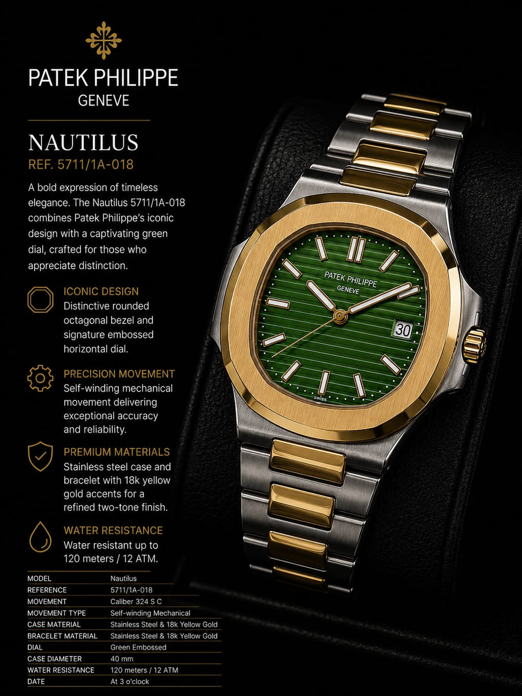 Patek Philippe Nautilus Green Dial Watch