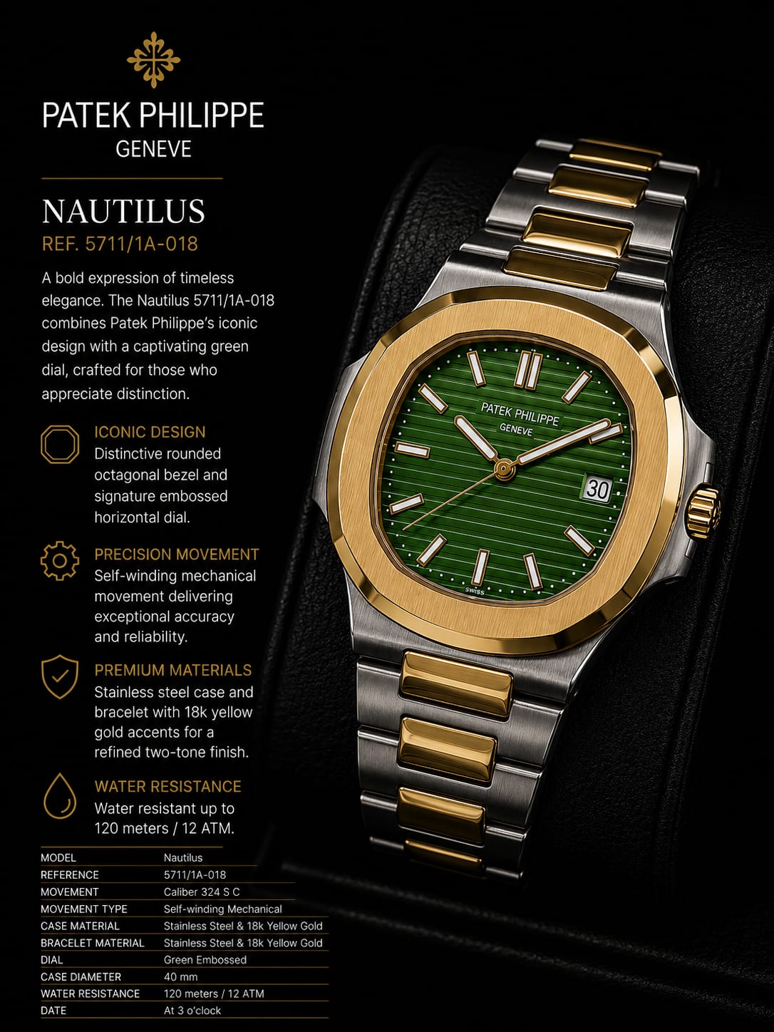 Patek Philippe Nautilus Green Dial Watch