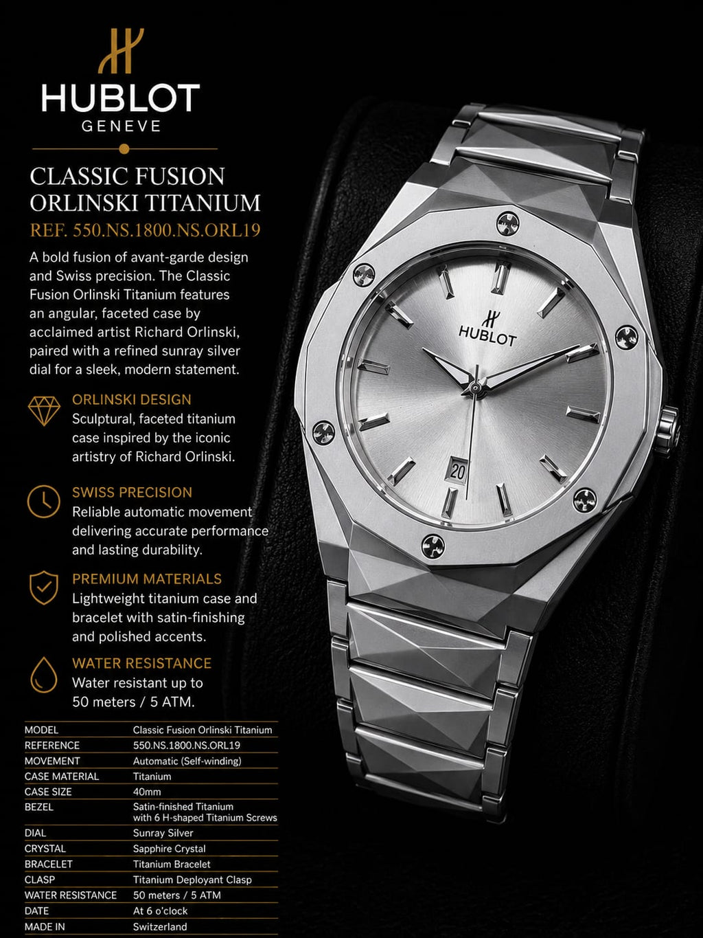 Hublot Classic Fusion Orlinski Silver Watch